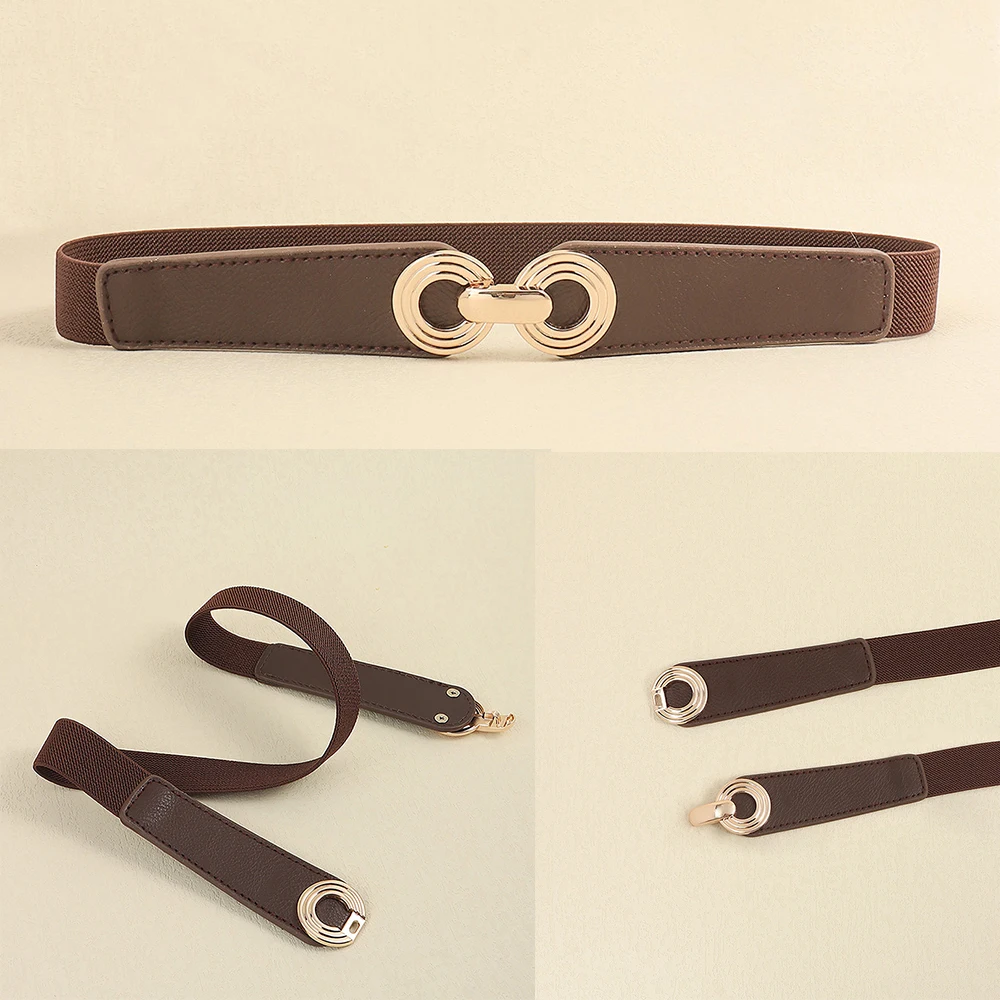 Belt PU Leather Dress Skirt Waist Elastic Thin Women Belts Ladies Waistband Belts for Women Luxury Designer Brand black white