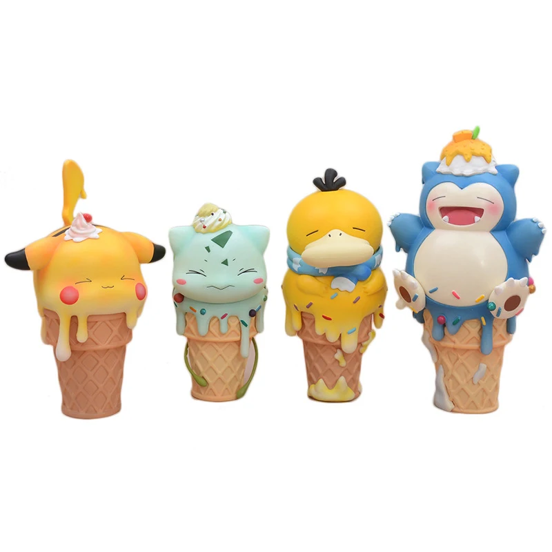 

Pokemon Pikachu Anime Figure Ice Cream Series Pikachu Psyduck Snorlax Bulbasaur Cute Figurine Model Dolls Children Birthday Gift