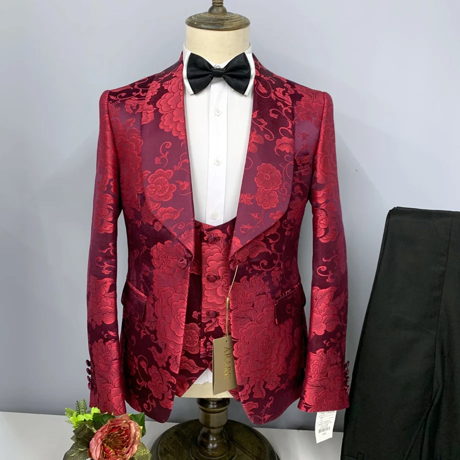 Men's Silver Floral Blazer Tuxedo Performer Prom Jacket Vinci BF-2