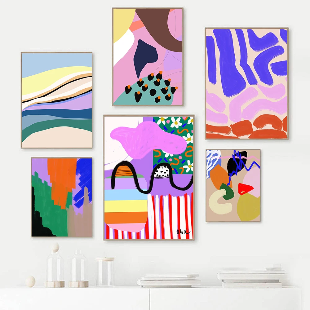 

Abstract Color Art Poster Print Imagist School Plant Canvas Painting Room Home Decor Graph Modern Female Dormitory Wall Picture