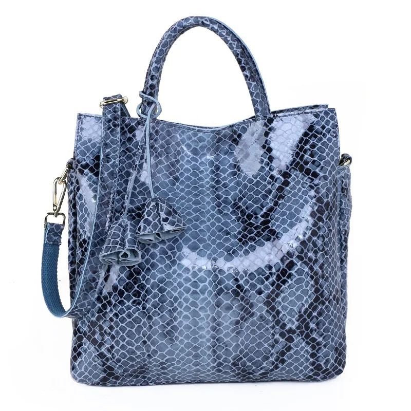 

Bag New High Quality Bag Women's Handbag Large Capacity Snake Pattern Top Layer Leather Shoulder Genuine Leather Bag Tote Bag