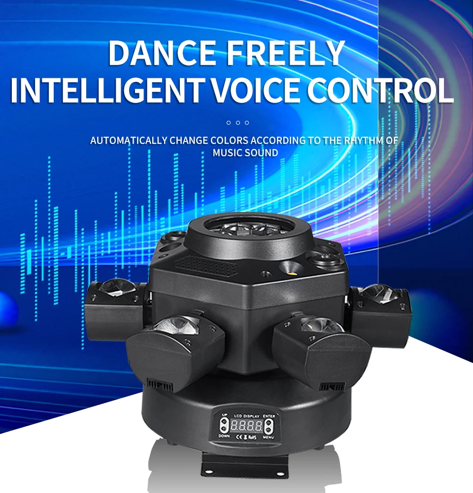 RGBW 6 Head Moving Head Pattern Beam Light 120W Six Arm DMX 6x10W DJ Bar Strobe