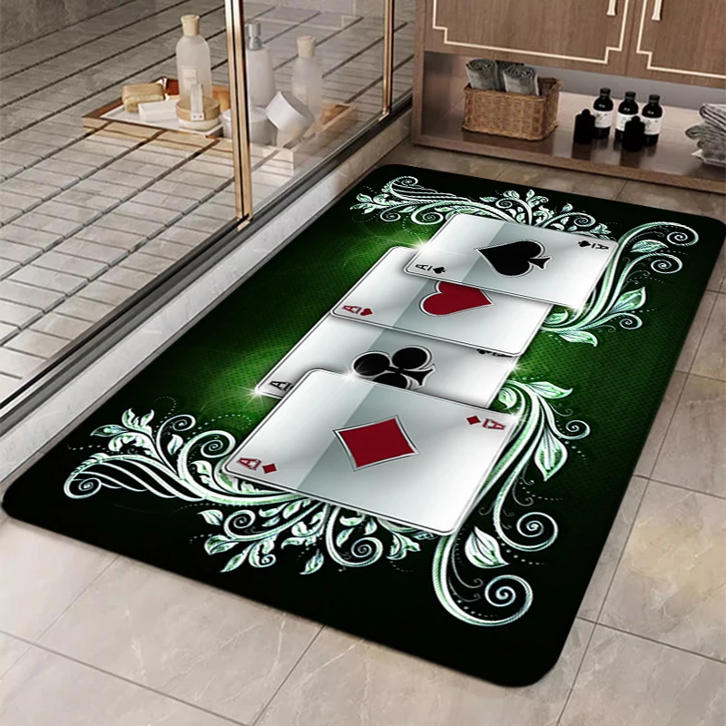 

Texas Hold’em Poker Doormat Entrance Door Prayer Mat Carpets Washable Non-slip Kitchen Rug Bedroom Mats Living Room Floor Carpet