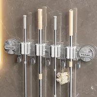 Creative Suction Cup Multifunctional Mop Organizer Household Bathroom Accessories Bathroom Joint Row Suction Cup Mop Clip 2
