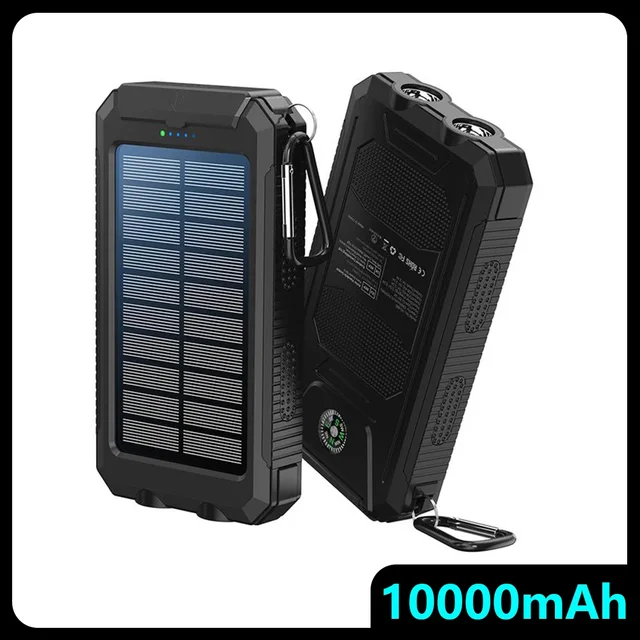Versatile Outdoor Solar Power Bank 10000mAh 4-in-1: Charge/Light All-Day Use
