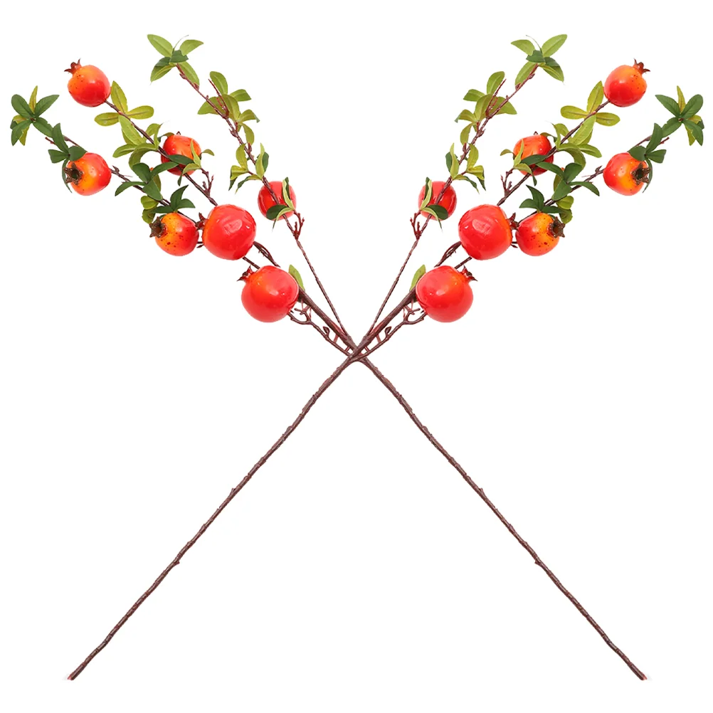 

2 Pcs Simulation Pomegranate Fruit Decorative Fake Plant Picks Berry Photography Prop Party Bouquet Foam