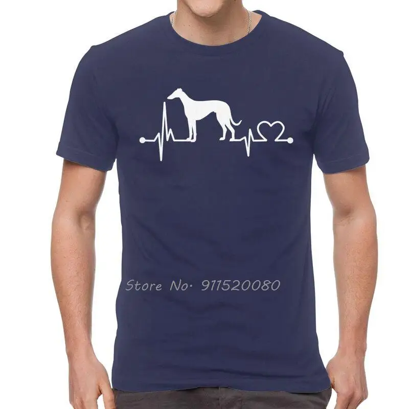 Windhund Herzschlag T Shirts Männer Baumwolle T-shirt Lustige Liebe Hund Haustier T Tops Streetwear Harajuku T-shirt Geschenk – Detail 6