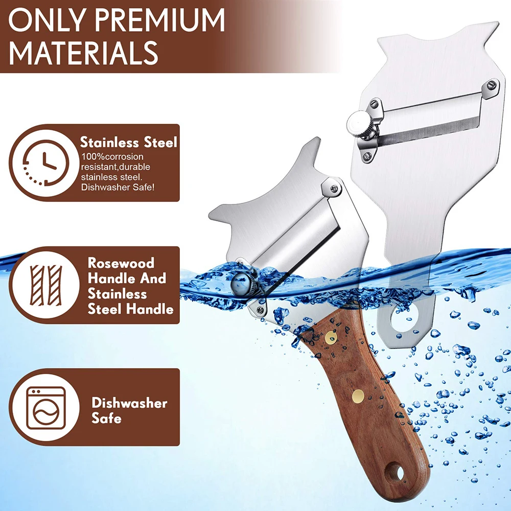 Cheese Slicer Truffle Slicer Adjustable Blade Stainless Steel with Rosewood Handle