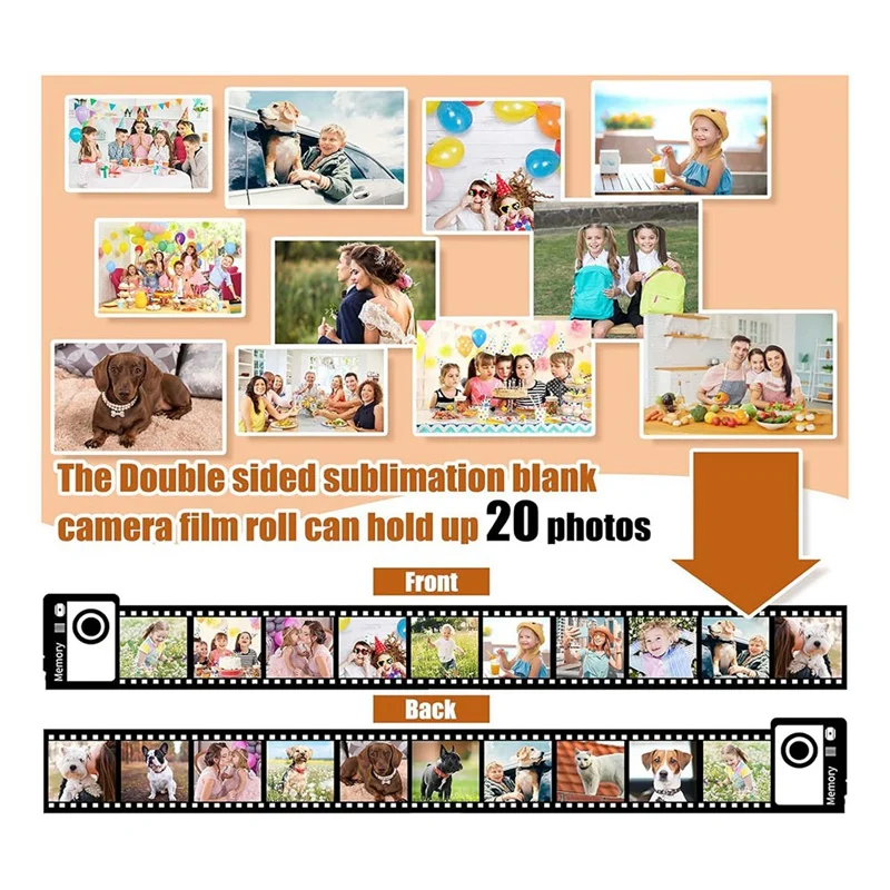 사진 승화 메모리 카메라 롤 키체인 항아리, 사진 20 장, 승화 액세서리 PET, 4 피스