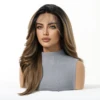 DWY 13*6 Brown Black Ombre Lace Frontal Synthetic Wigs Long Wave Hair For Women Daily Natural Free Part Wig Heat Resistant Fiber 4