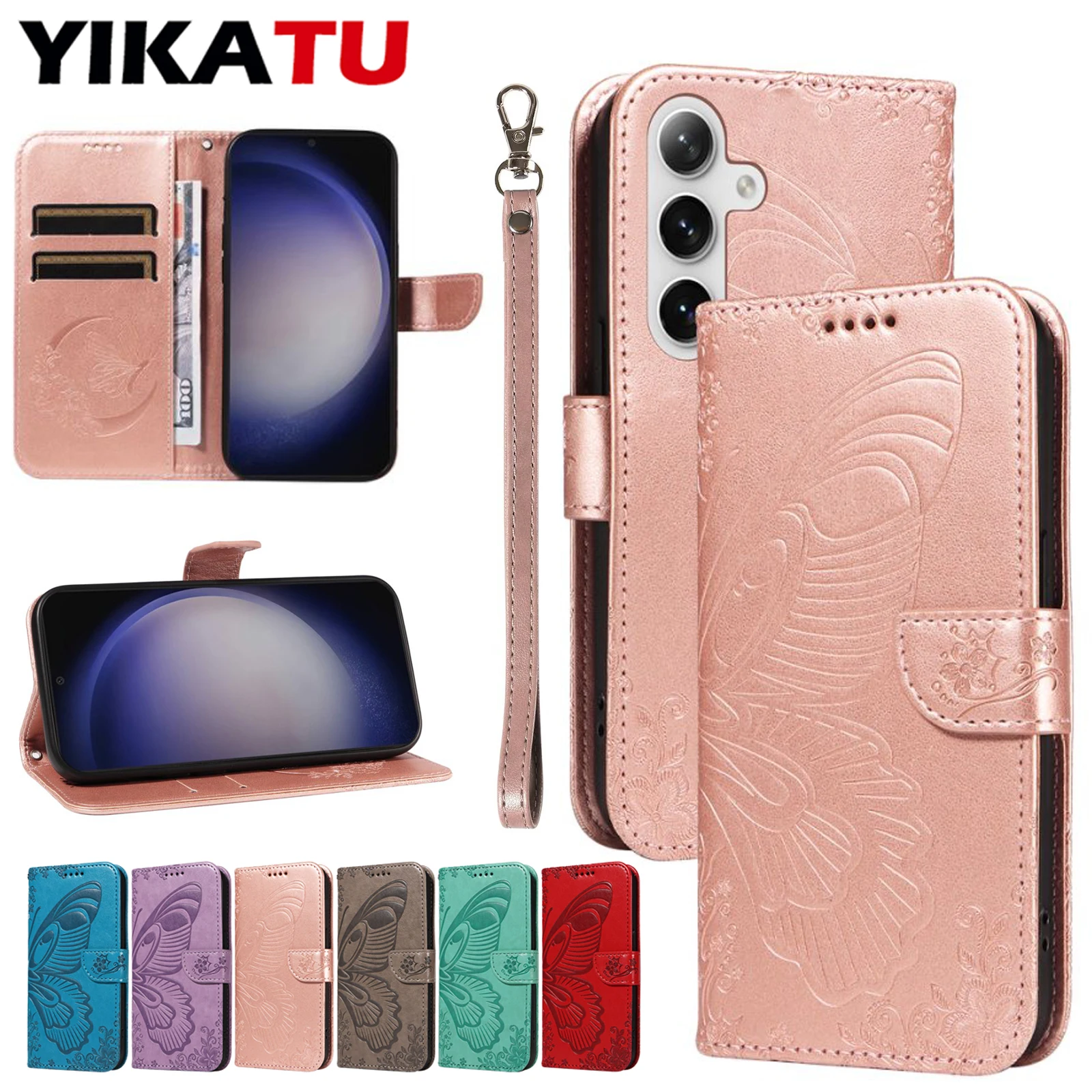 RFID Blocking Leather Wallet Phone Case with Kickstand