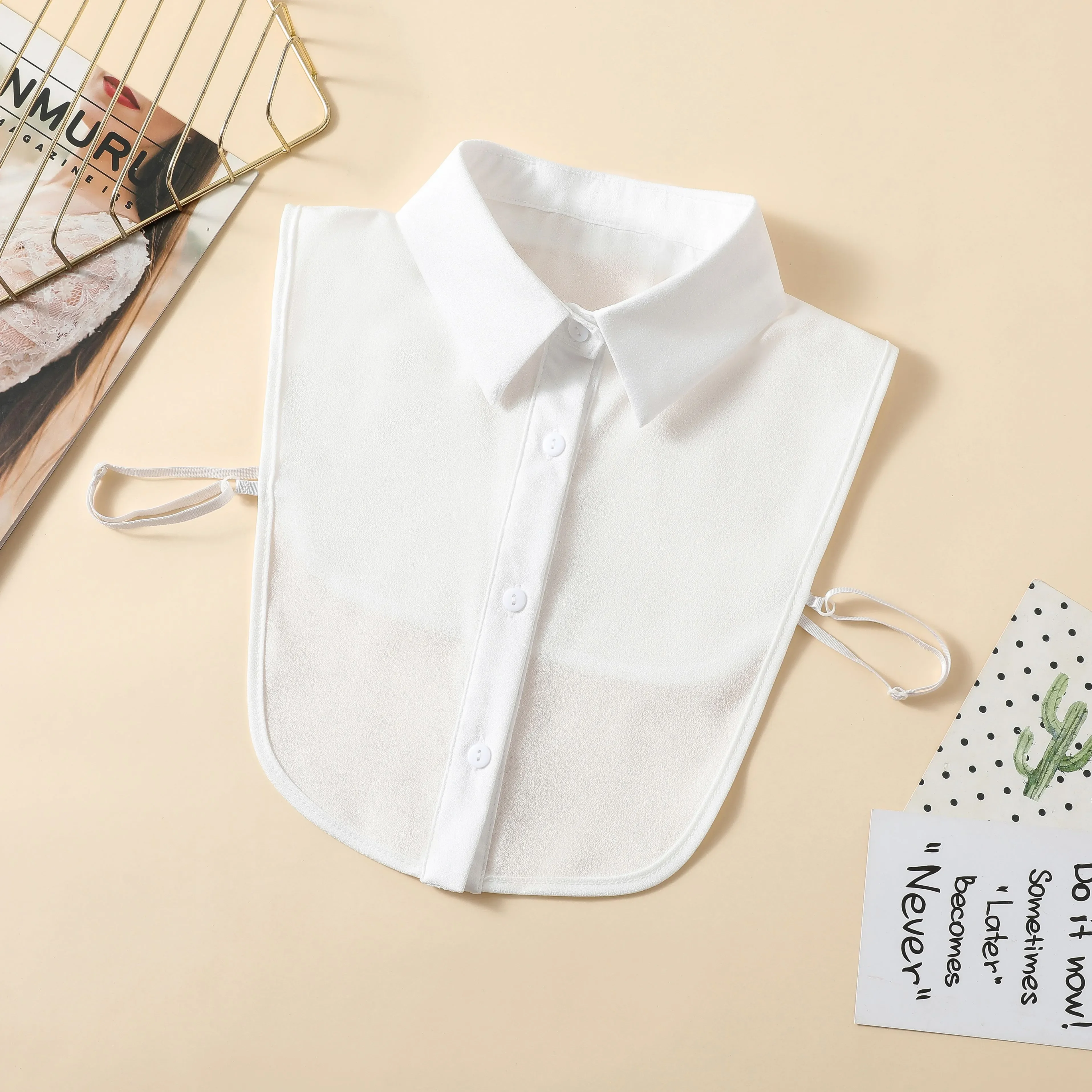 Fake Collar Women's Pointed Neck Half Shirt Style Chiffon Fake Collar