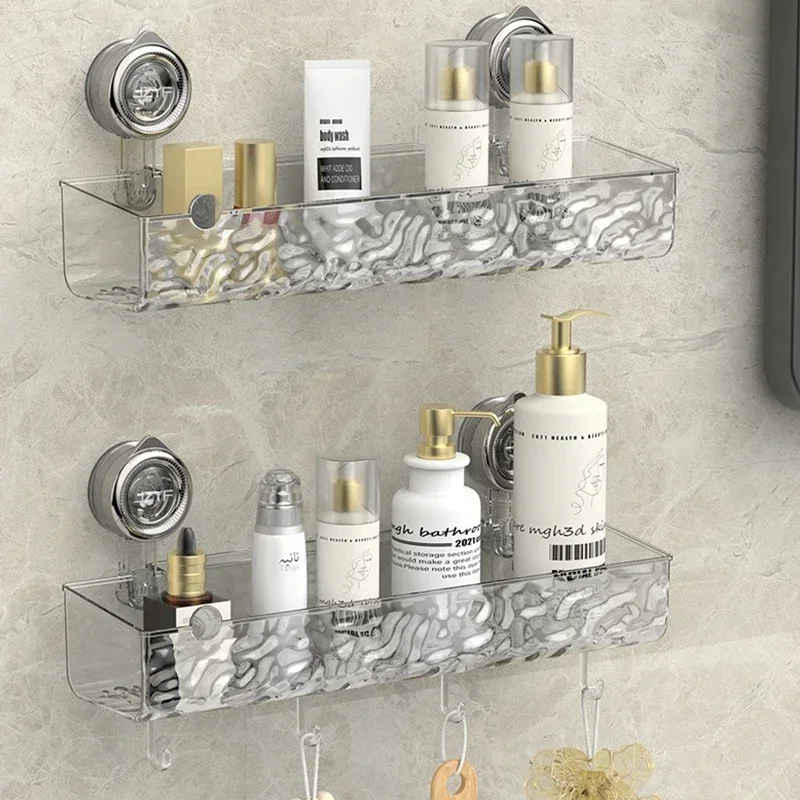 Shower Room Suction Cup Storage Shelf Basket Home Bathroom Organizer floating Shelf Decorative Easy Install Bathroom Accessories 2