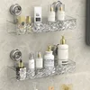 Shower Room Suction Cup Storage Shelf Basket Home Bathroom Organizer floating Shelf Decorative Easy Install Bathroom Accessories 2