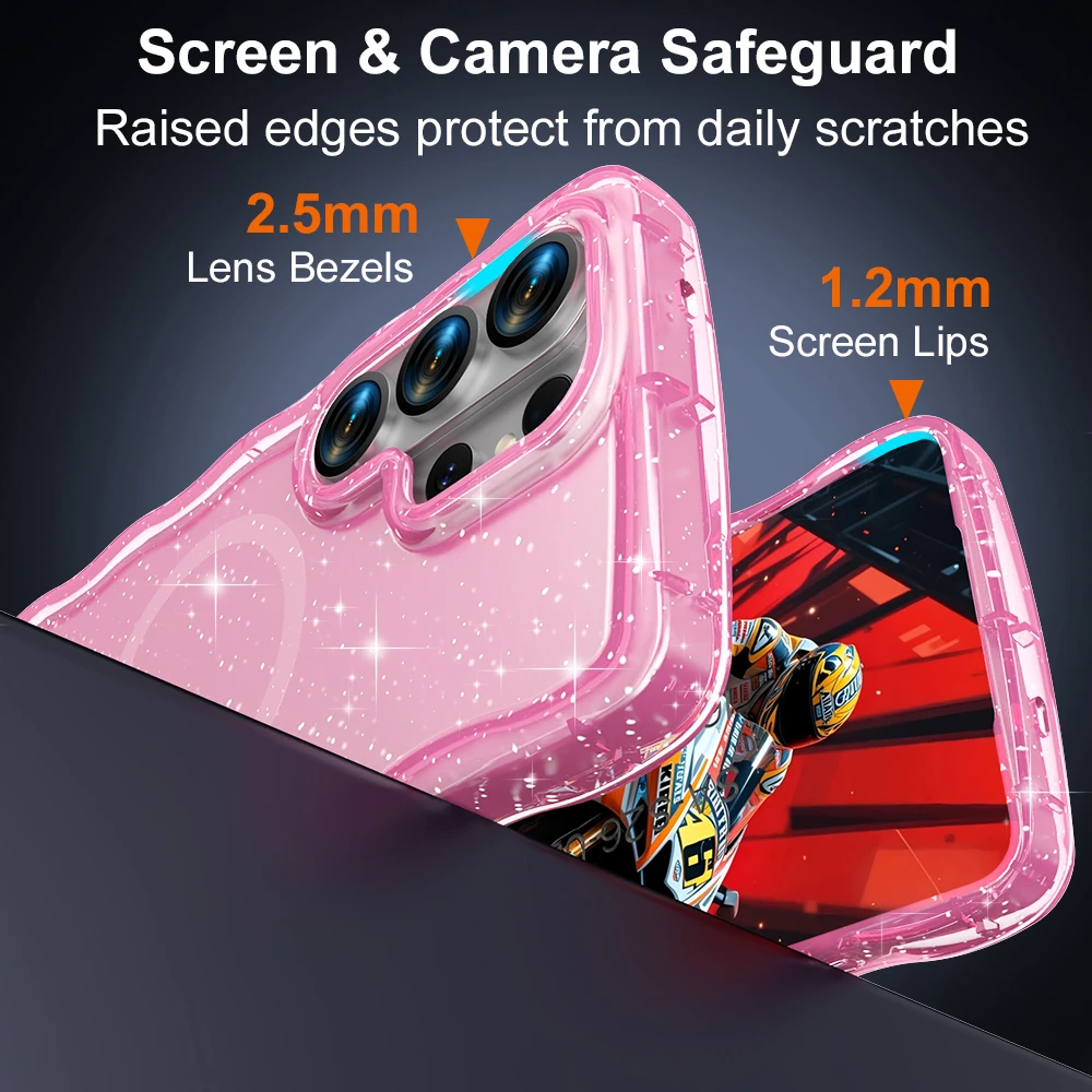 Sparkling 3D Wavy Pattern Silicone Magnetic Shockproof Case