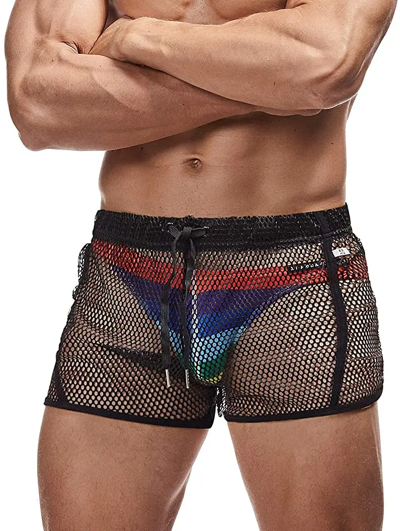 AIMPACT Mens Mesh Shorts Lounge Underwear Boxer Shorts Cover up 5