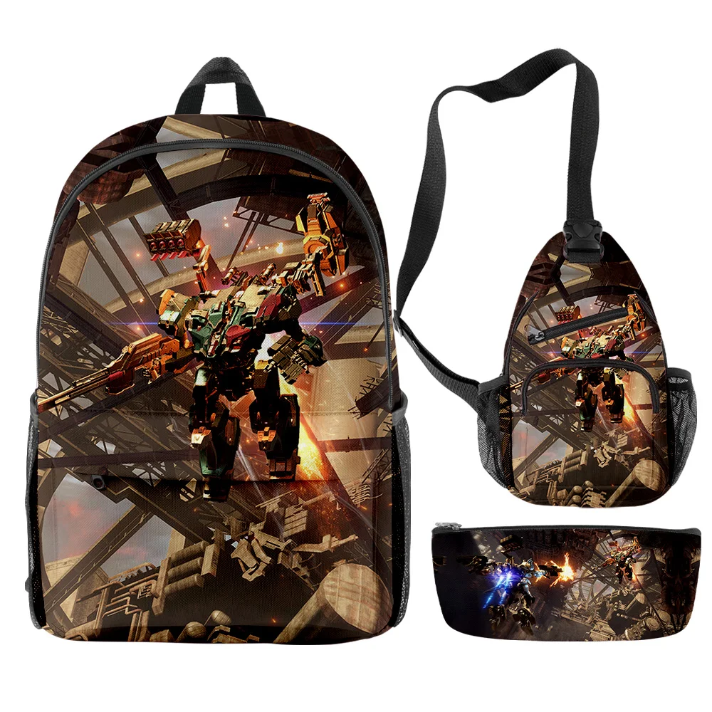 

Game Armored Core VI Fires of Rubicon 2023 New Backpacks 3 Pieces Sets Zipper Daypack Unisex Traval Bag Student School Bag