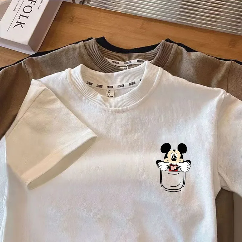 2024 Kid Mickey Mouse Short sleeve T-Shirt Clothes Summer Baby Boy Girl Cartoon Cotton O-Neck Tees Children Casual Clothing Tops 4