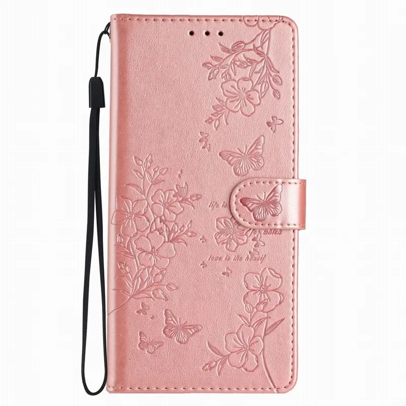 Charming Flower Butterfly Wallet Phone Case with Card Slots and Protective Cover