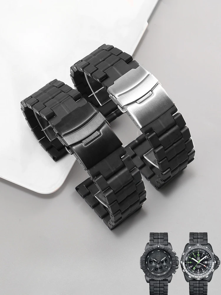 Per Luminox 3051 3080 3150 Double Press Buckle Series 23Mm Safety Outdoor Sweet-Proof Cinturino In Acciaio Di Plastica In Fibra Di Carbonio