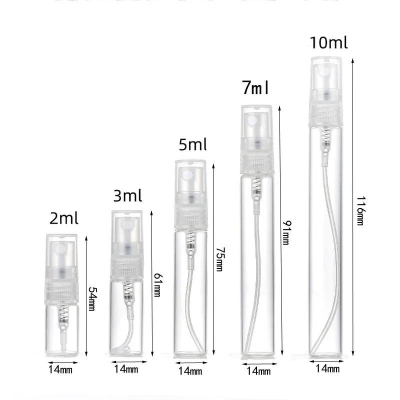 10PCS Empty Mini Glass Spray Bottle 2ml 3ml 5ml 7ml 10ml Portable Perfume Sample Sprayer Vials Refillable Travel Containers spray bottle mini perfume bottle mini perfume atomizer refillable spray bottle