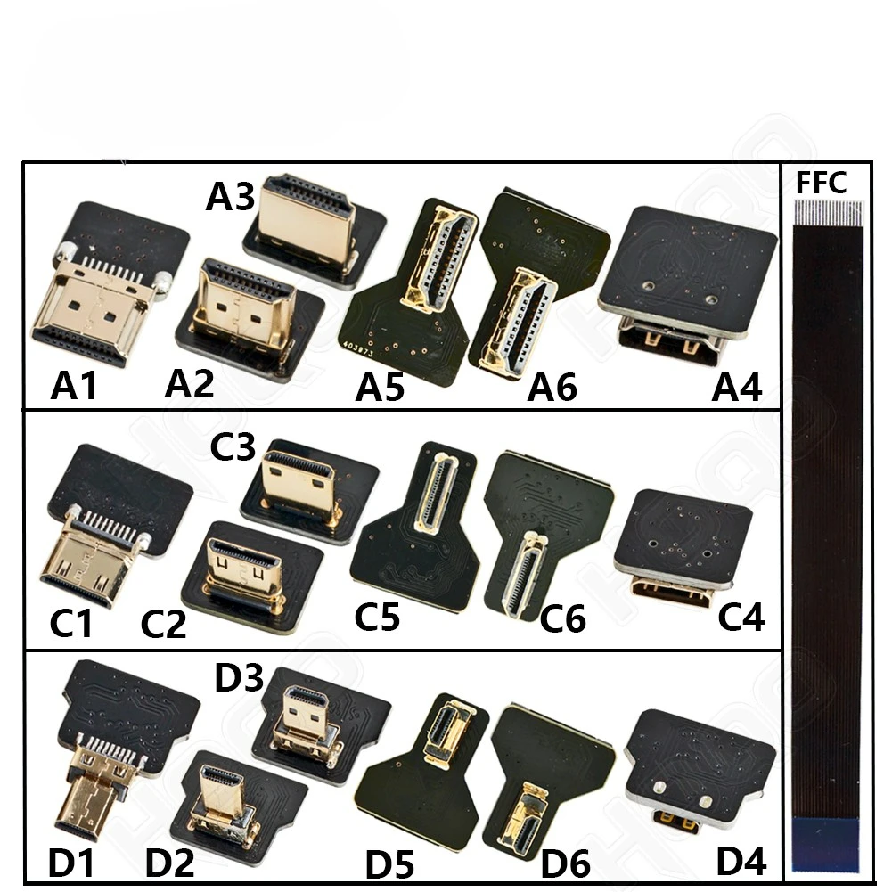 Ribbon FPV HDMI-Compatible Connector Flexible Flat Cable for Raspberry Pi 4 Micro HDMI/Mini HDMI to HDMI Female 20pin FFC images - 6