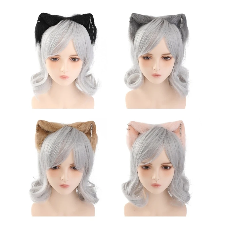 Halloween Performances Foxes Ear Hairband with Metal Earring Decors Cats Ear Headbands Cartoon Hair Hoop cat toothbrush dog teeth cleaning pet grooming cat toothbrushes soft hair teeth brush for cats mouth cleaning tools pet products