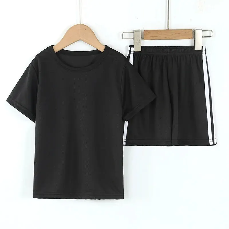 2-piece Summer Children's Solid Color Quick Drying Sports Casual Vest Set For Boys And Girls Loose And Comfortable T-shirt Short