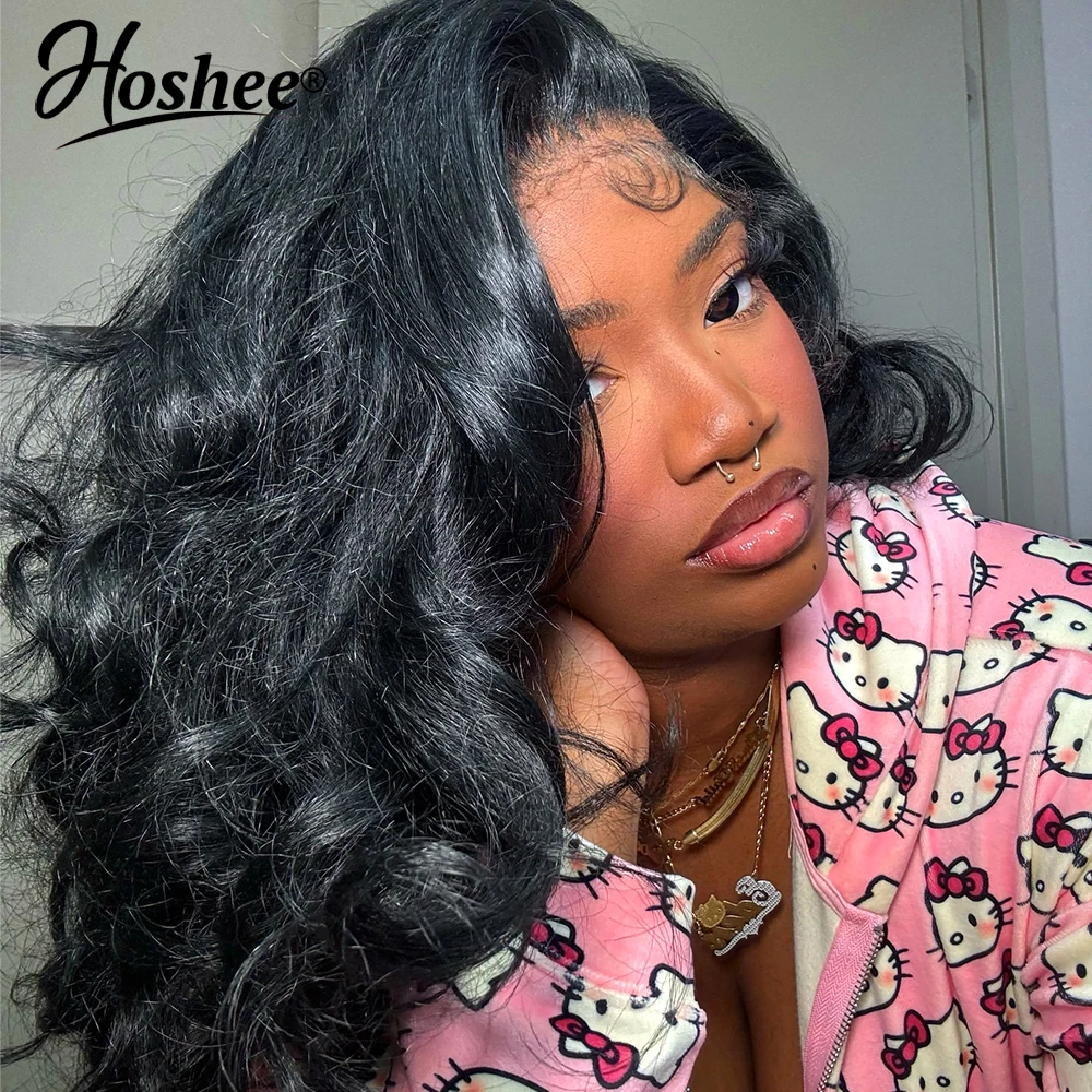 Glueless Layered Curtain Bangs Wig Human Hair Wear&Go 13x4 Lace Front Human Hair Wigs 4x4 Lace Closure Wig 250% for Black Women
