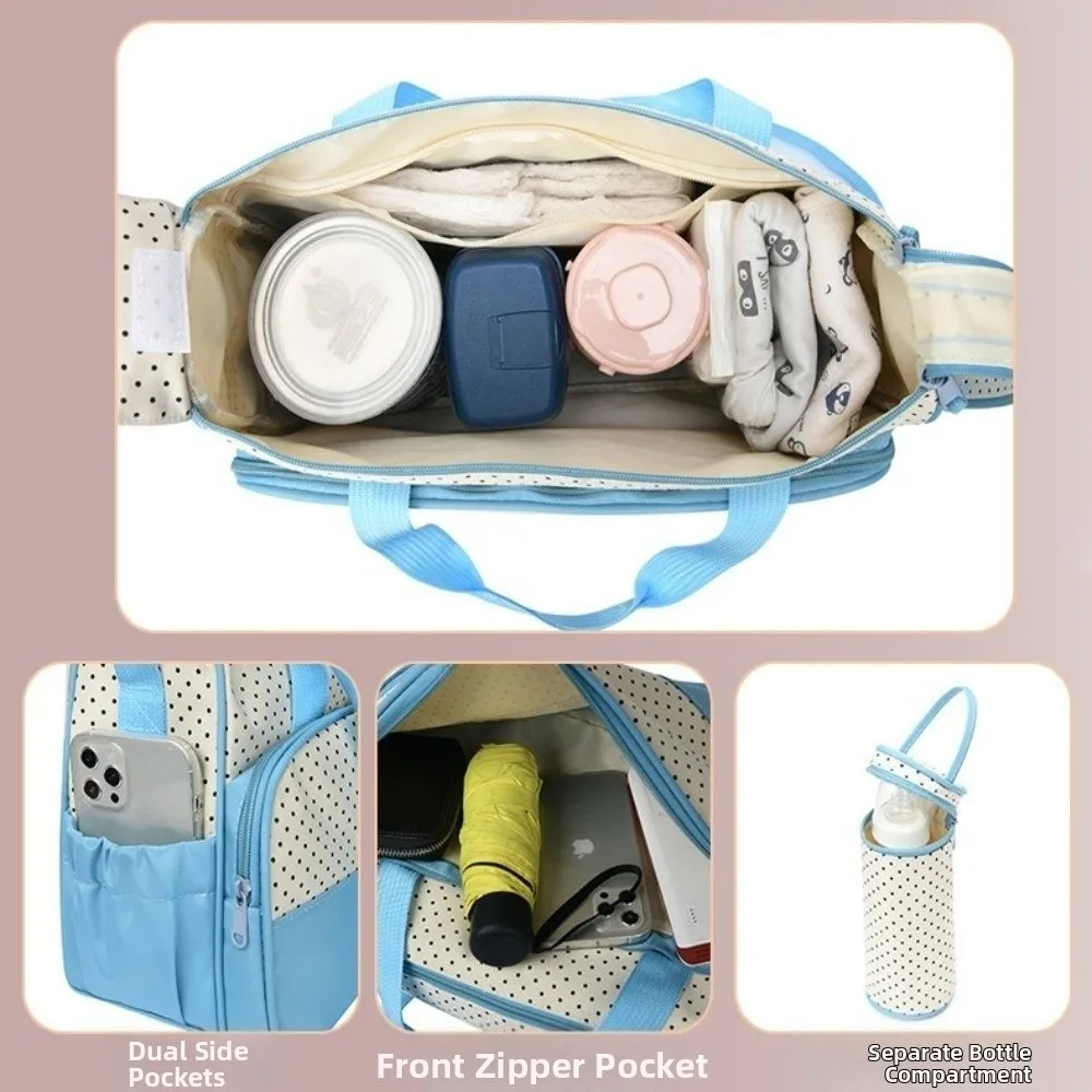 5Pcs/Set Large Capacity Baby Bag for Mom Changing Pad Built-in Diaper Pad Newborn Accessories Bag Fashion