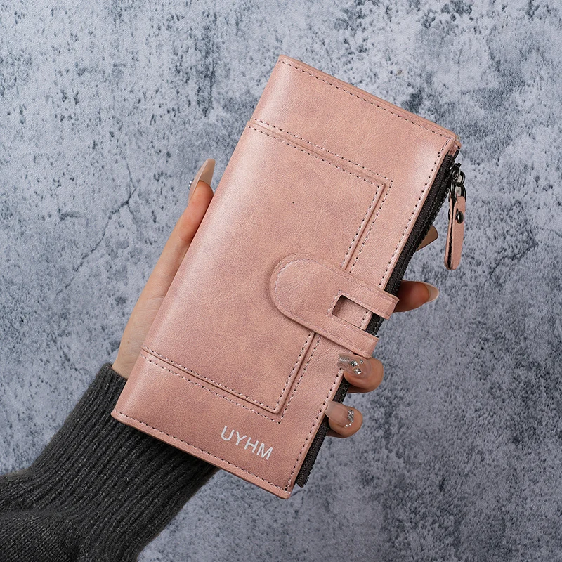 Neue Koreanische frauen lange brieftasche reißverschluss schnalle PU große kapazität multi-karte ändern tasche handtasche weibliche großhandel – Detail 4