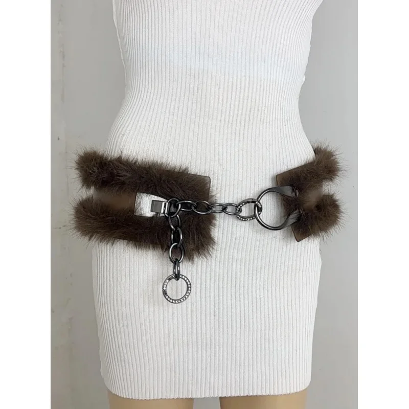 Brown fur belt