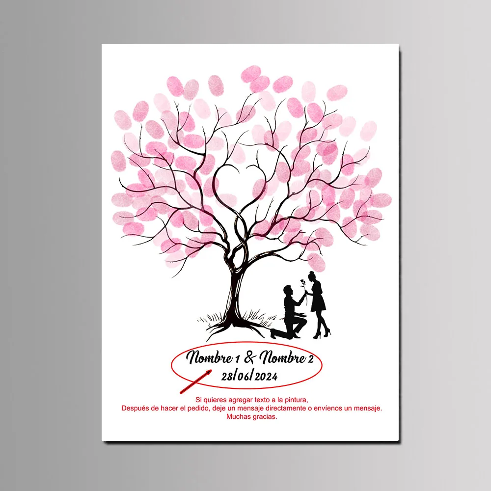 Engagement Events Party Favor Wedding Tree Canvas Painting Guest Fingerprint Signature Book Lover Anniversary Gift