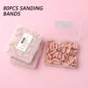 80pcs/box Pink 3.1mm Mini Sanding Bands Kits Nail Drill Bits Mandrel Sets Electric Manicure Accessories Tool Dead Skin Remover 3