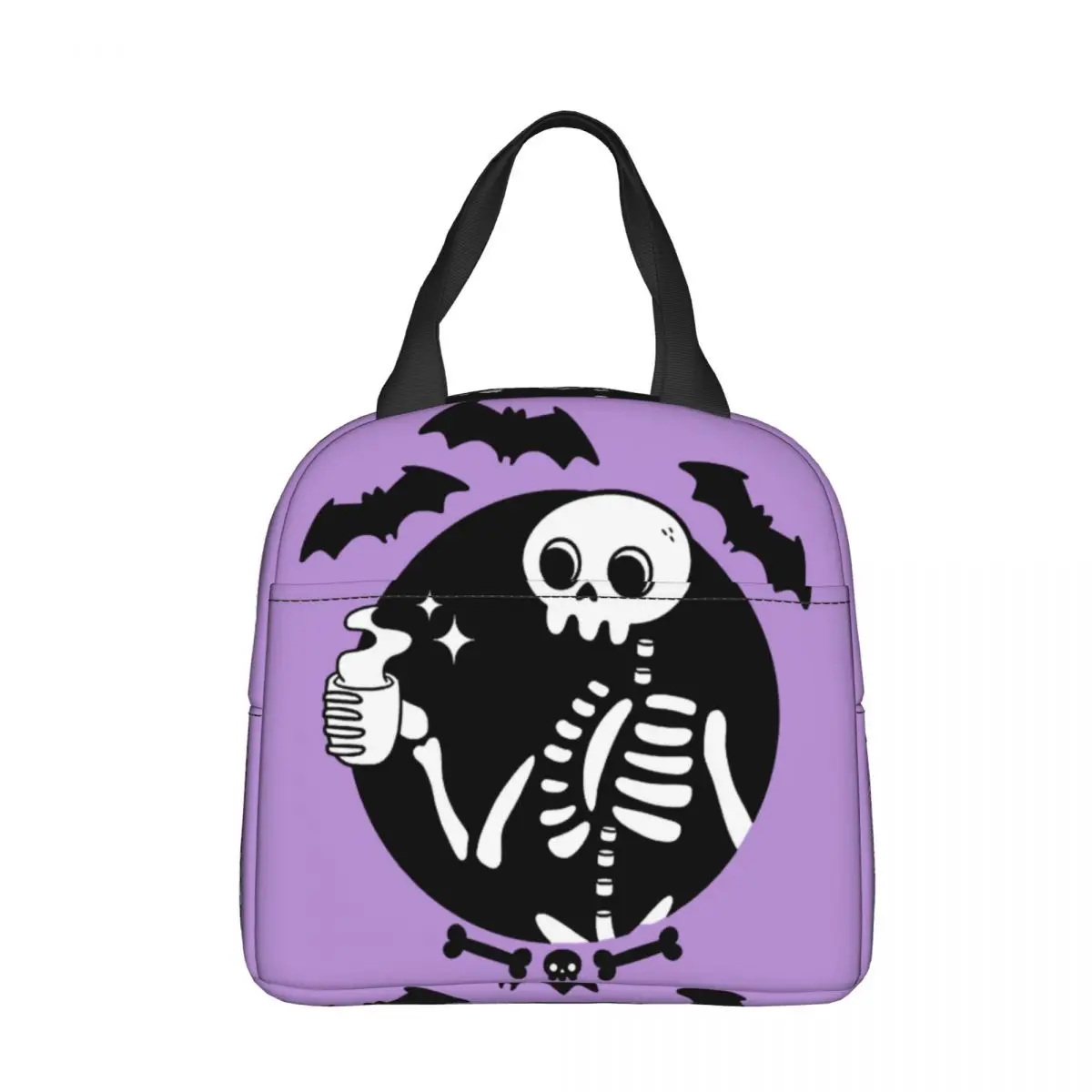 

Death Before Decaf Pattern Cooler Lunch BoxBones Mountaineering Thermal Insulation Portable Food Bag