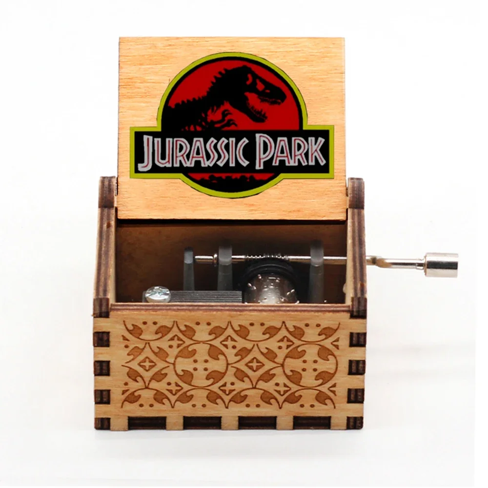 Wooden Hand Crank Jurassic Park Music Box Children's Holiday Gifts Christmas Gifts New Year Gift carousel music box music box
