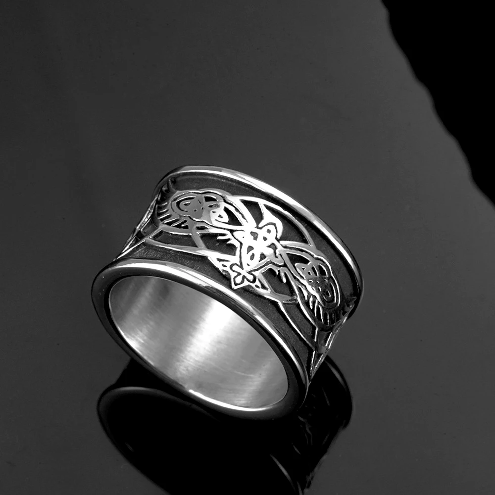 Fashion Punk 316L Anelli Di Corvo Vichingo In Acciaio Inossidabile Per Uomo Donna Vintage Viking Celtic Knot Ring Amuleto Gioielli Dropshipping