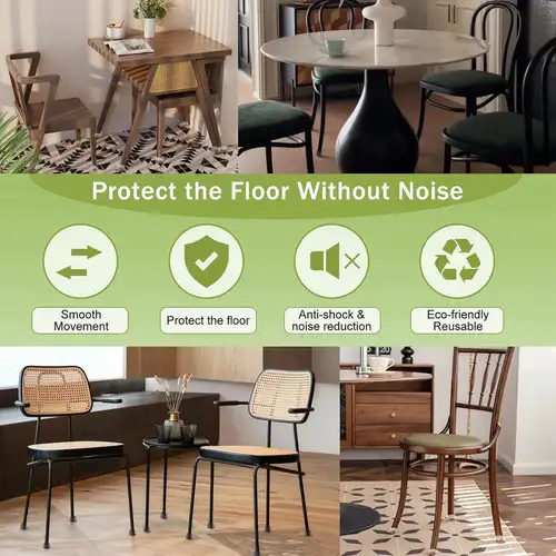 8PCS  Silicone Chair Leg Floor Caps Protectors Rectangle with Felt Foot End Caps Covers width 22-32mm for Chair Table No Noise - Image 6