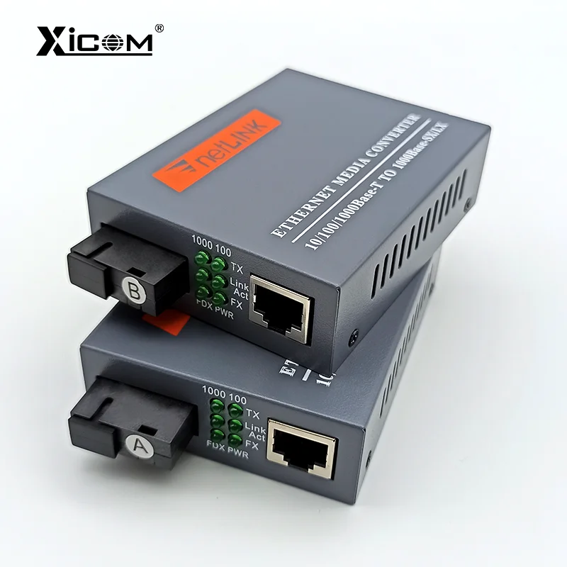 

Gigabit Fiber Optic Media Converter 1 Pair HTB-GS-03 10/100/1000Mbps 3km/20km SC Port External Power Supply Single Mode Fiber
