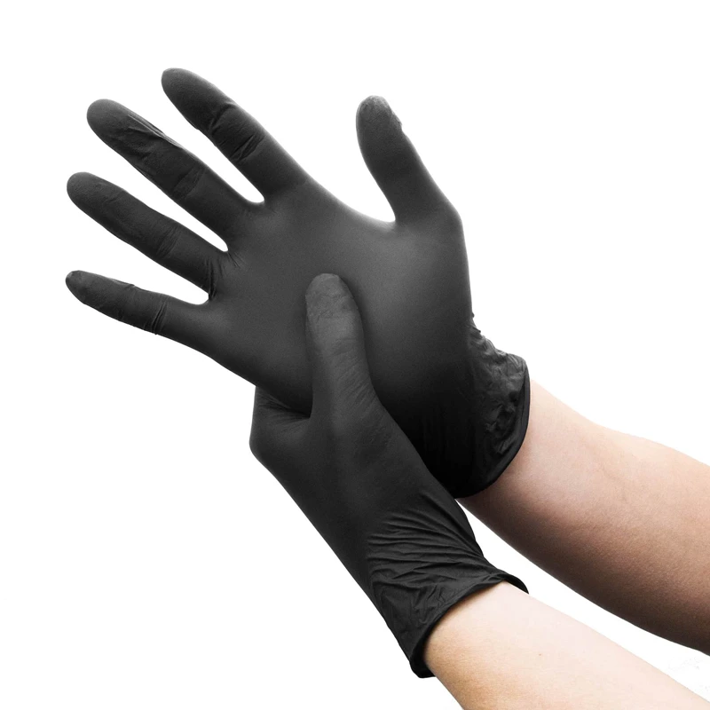 Black Nitrile Disposable Gloves - Latex-Free, Textured, Multi-Purpose Gloves for Home, Cooking, and Auto Use