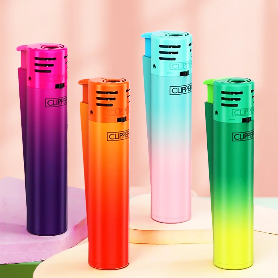 Clipper Lighter Portable Windproof Inflatable Butane Torch Collectible Pink Flame Gradient Style