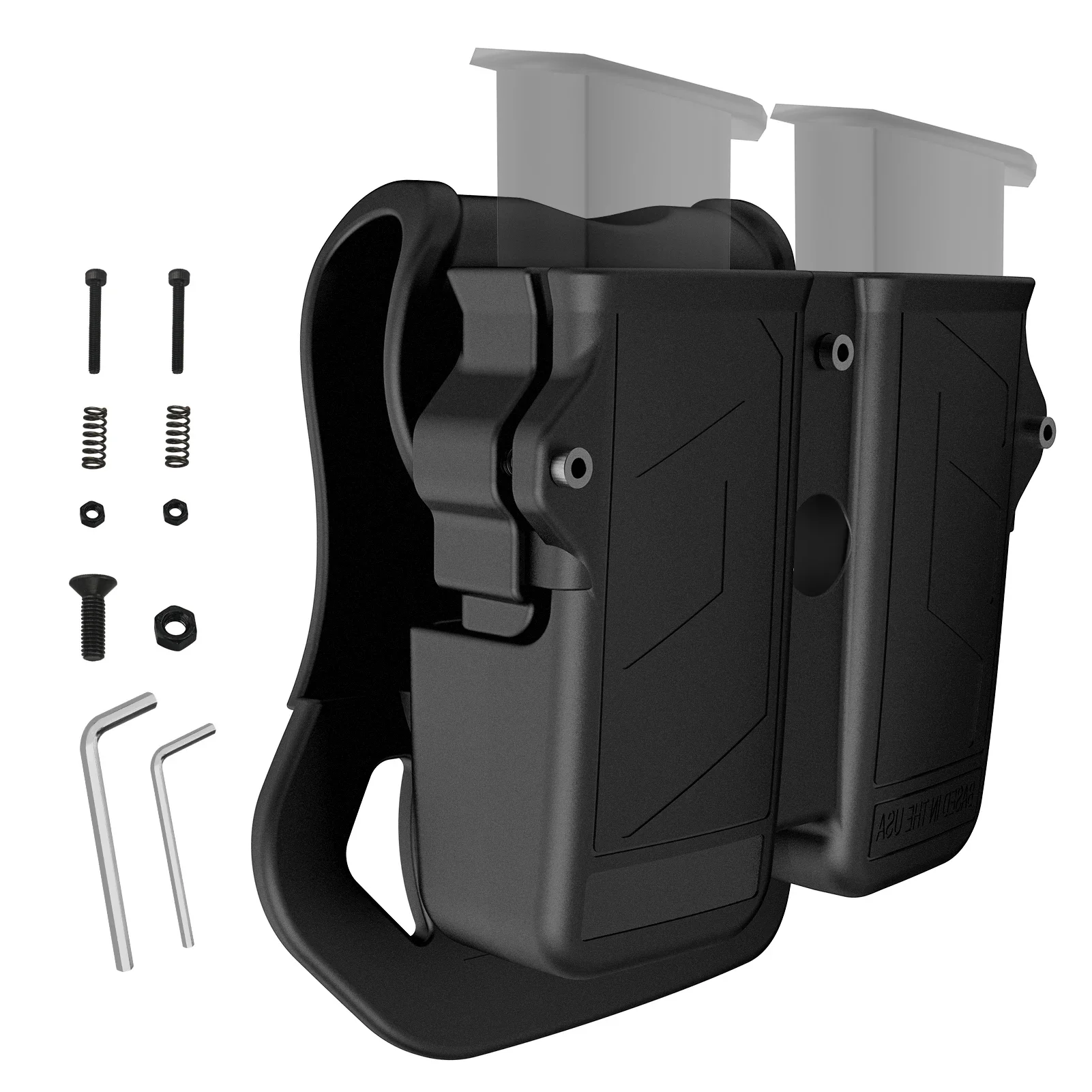 

Double Mag Holder, Universal Mag Holder for 9mm 10mm .40 .45 Single & Double Stack Mag Pouch