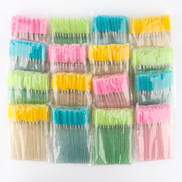 400 Pcs Include 200pcs Disposable Eyelash Brushes And 200pcs Micro Brushes  Disposable Mascara Brushes Wand Disposable Micro Applicator Brush Crystal E