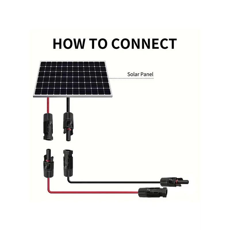 Black/Red Solar Extension DC Cable with PV Connector (4/6mm², 12/10AWG, 1m-20m Length) - Ideal
