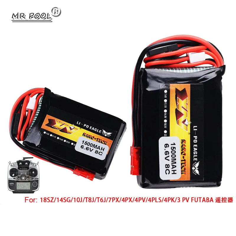 1/2 Pz 2S 6.6V 1500Mah 8C Batteria Lipo Per Futaba 18Sz/14Sg/10J/T8J/T6J/7Px/4Px/4Pv/4Pls/4Pk/3 Trasmettitore Fotovoltaico