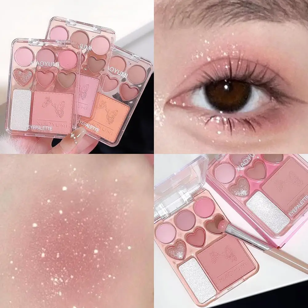 8 Colors Love Eyeshadow Palette Pearly Glitter Shiny Makeup Eyeshadow Beuaty Highlighter Powder Cosmetics Blusher Brighten