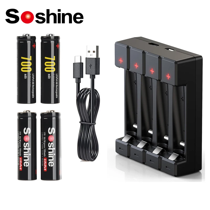 SOSHINE AA Rechargeable Batteries 2000mAh Ni MH Super Low Self Discharge 1.2V for Head Earphone Digital Camera Game