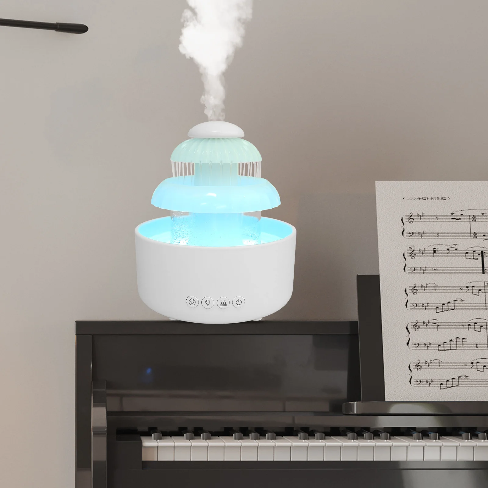 Rain Cloud Humidifier Super Quiet Aroma Diffuser Auto Shut-Off Rain Cloud Diffuser 7-Color Changing Raining Cloud Waterfall Lamp