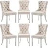 Dining Chairs Set of 6, Luxury Velvet Tufted Legs & Nailhead Trim, Back Lion Head Pull Ring & Rhomboid Pattern, Kitchen Chairs 1