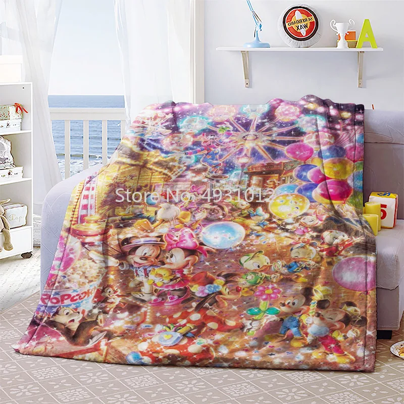Cute Mouse Pattern Flannel Throw Blanket, Fluffy Cartoon Kids
